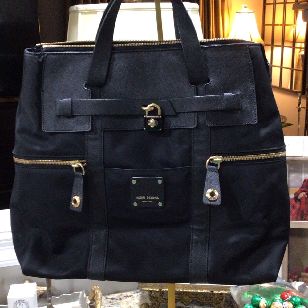 Henri Bendel Black Large Jetsetter Convertible Backpack